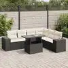 Image de vidaXL Salon de jardin 7 pcs avec coussins noir résine tressée