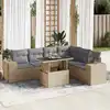 Image de vidaXL Salon de jardin avec coussins 7 pcs beige résine tressée