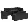 Image de vidaXL Salon de Jardin 9 pcs avec Coussins Noir résine tressée