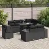 Image de vidaXL Salon de jardin 9 pcs avec coussins noir résine tressée