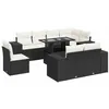 Image de vidaXL Salon de Jardin 9 pcs avec Coussins Noir résine tressée