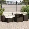 Image de vidaXL Salon de jardin avec coussins 7 pcs marron résine tressée