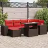 Image de vidaXL Salon de jardin avec coussins 9pcs marron résine tressée acacia