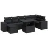 Image de vidaXL Salon de Jardin 8 pcs avec Coussins Noir résine tressée