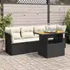 Image de vidaXL Salon de jardin 5 pcs avec coussins noir résine tressée