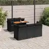 Image de vidaXL Salon de jardin 6 pcs avec coussins noir résine tressée