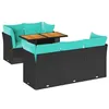 Image de vidaXL Salon de Jardin 6 pcs avec Coussins Noir résine tressée, Ensemble de canapés d'extérieur, Ensemble de canapé d'angle de Jardin, Meuble d'angle de Jardin