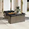 Image de vidaXL Salon de jardin 6 pcs avec coussins gris résine tressée