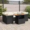 Image de vidaXL Salon de jardin 7 pcs avec coussins noir résine tressée