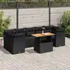 Image de vidaXL Salon de jardin 8 pcs avec coussins noir résine tressée