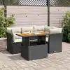 Image de vidaXL Salon de jardin 5 pcs avec coussins noir résine tressée