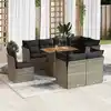 Image de vidaXL Salon de jardin 9 pcs avec coussins gris résine tressée