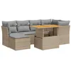 Image de vidaXL Salon de Jardin avec Coussins 7 pcs Beige résine tressée