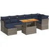 Image de vidaXL Salon de Jardin 8 pcs avec Coussins Gris résine tressée