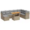 Image de vidaXL Salon de Jardin avec Coussins 9 pcs Beige résine tressée