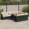 Image de vidaXL Salon de jardin 11 pcs avec coussins noir résine tressée