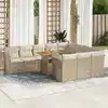 Image de vidaXL Salon de jardin 11 pcs avec coussins beige résine tressée