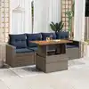 Image de vidaXL Salon de jardin 5 pcs avec coussins gris résine tressée