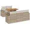 Image de vidaXL Salon de Jardin avec Coussins 6 pcs Beige résine tressée