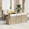 Image de vidaXL Salon de jardin avec coussins 6 pcs beige résine tressée