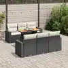 Image de vidaXL Salon de jardin 7 pcs avec coussins noir résine tressée