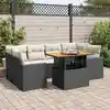 Image de vidaXL Salon de jardin 7 pcs avec coussins noir résine tressée