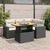 Image de vidaXL Salon de jardin 5 pcs avec coussins noir résine tressée