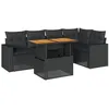 Image de vidaXL Salon de Jardin 6 pcs avec Coussins Noir résine tressée, Ensemble de canapés d'extérieur, Salon de Jardin, Ensemble de canapés en résine tressée