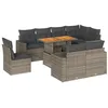 Image de vidaXL Salon de Jardin 9 pcs avec Coussins Gris résine tressée