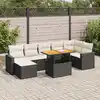 Image de vidaXL Salon de jardin 8 pcs avec coussins noir résine tressée