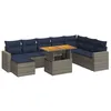 Image de vidaXL Salon de Jardin 9 pcs avec Coussins Gris résine tressée