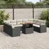 Image de vidaXL Salon de jardin 10 pcs avec coussins noir résine tressée