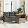 Image de vidaXL Salon de jardin 5 pcs avec coussins gris résine tressée