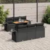 Image de vidaXL Salon de jardin 7 pcs avec coussins noir résine tressée