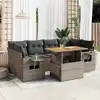 Image de vidaXL Salon de jardin avec coussins 7 pcs gris résine tressée