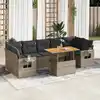 Image de vidaXL Salon de jardin 8 pcs avec coussins gris résine tressée