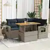 Image de vidaXL Salon de jardin 5 pcs avec coussins gris résine tressée