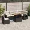 Image de vidaXL Salon de jardin 7 pcs avec coussins noir résine tressée