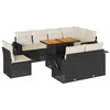 Image de vidaXL Salon de Jardin 9 pcs avec Coussins Noir résine tressée