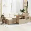 Image de vidaXL Salon de jardin avec coussins 7 pcs beige résine tressée