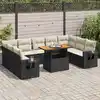 Image de vidaXL Salon de jardin 10 pcs avec coussins noir résine tressée