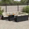 Image de vidaXL Salon de jardin 11 pcs avec coussins noir résine tressée