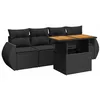 Image de vidaXL Salon de Jardin 5 pcs avec Coussins Noir résine tressée