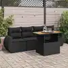 Image de vidaXL Salon de jardin 5 pcs avec coussins noir résine tressée