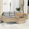 Image de vidaXL Salon de jardin avec coussins 5 pcs beige résine tressée