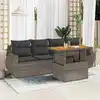 Image de vidaXL Salon de jardin 5 pcs avec coussins gris résine tressée