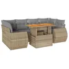 Image de vidaXL Salon de Jardin avec Coussins 7 pcs Beige résine tressée