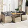 Image de vidaXL Salon de jardin avec coussins 7 pcs beige résine tressée