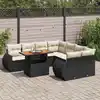 Image de vidaXL Salon de jardin 9 pcs avec coussins noir résine tressée