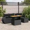Image de vidaXL Salon de jardin 6 pcs avec coussins noir résine tressée